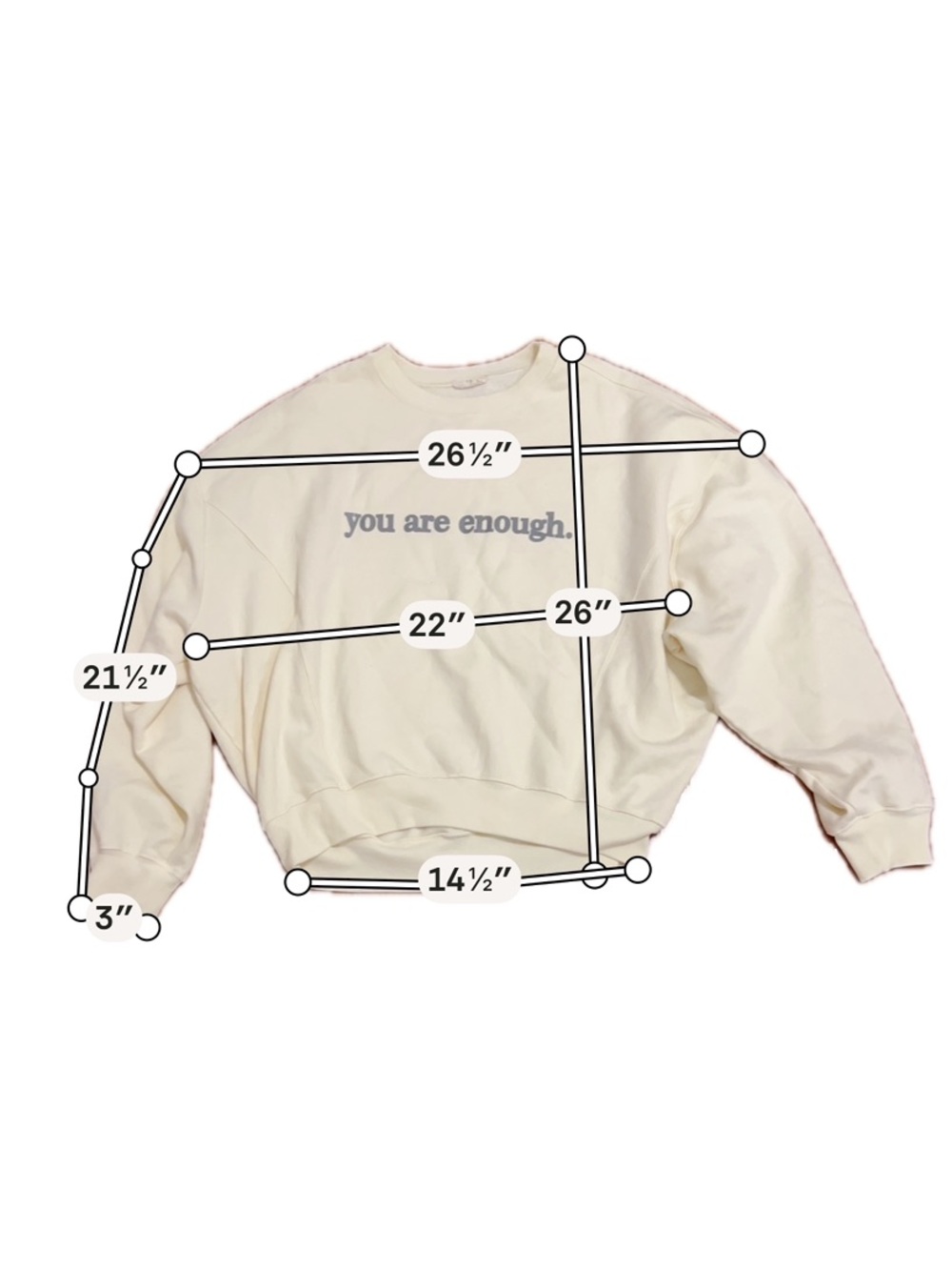 Urban Daisy You Are Enough Graphic Sweatshirt Cream Oversized Cozy L Minimalist - Picture 2 of 6